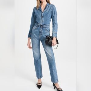 Askk Ny Anthropologie Classic Blue Denim Women's Jean Jumpsuit Size 0‎ New Boho